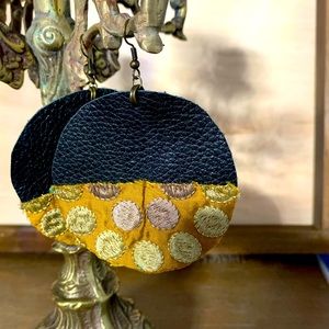 Large Circle Leather Earrings Boho